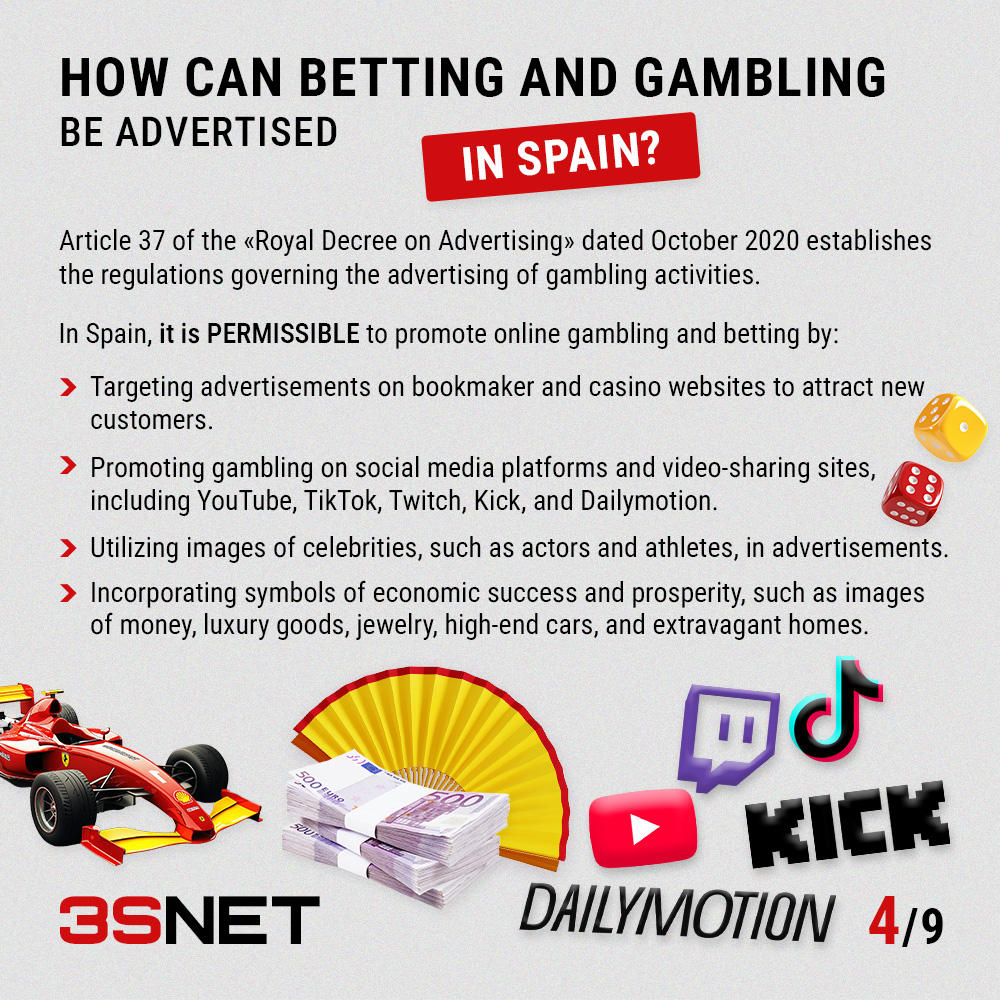 How to advertise betting and gambling in Spain? Rules for advertising casinos and bookmakers on 3SNET 